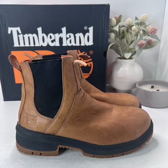 Timberland PRO Birchline Chelsea Composite Toe Work Boots Brown Womens Size 9W - Picture 2 of 10